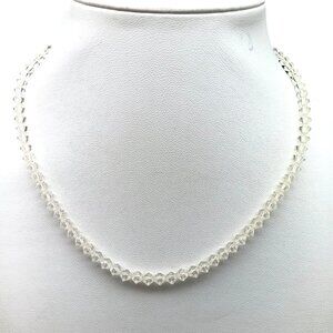 Vintage Clear Crystal Beaded Choker Necklace with Decorative Box Clasp